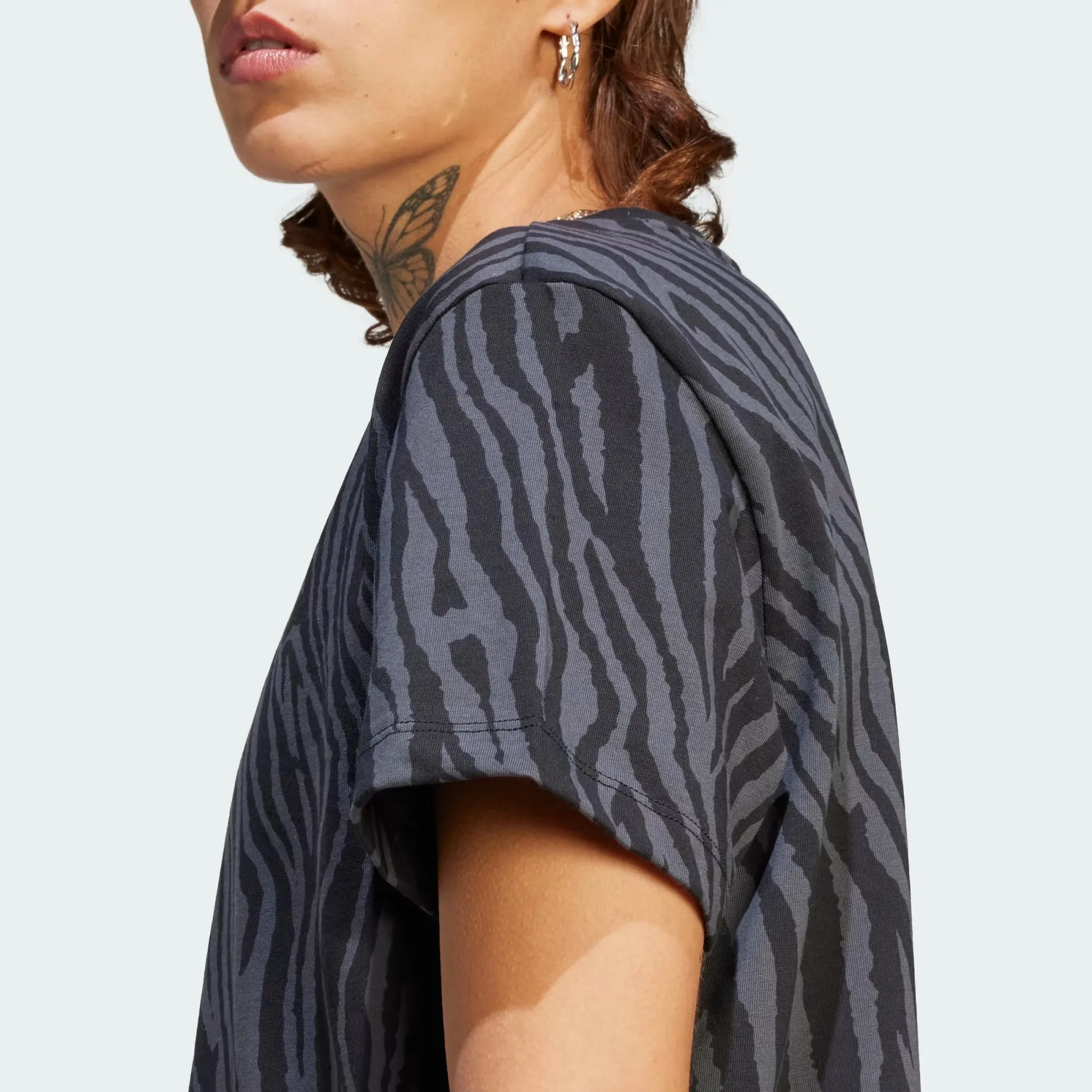 Adidas Allover Zebra Animal Print Essentials Tee - Women