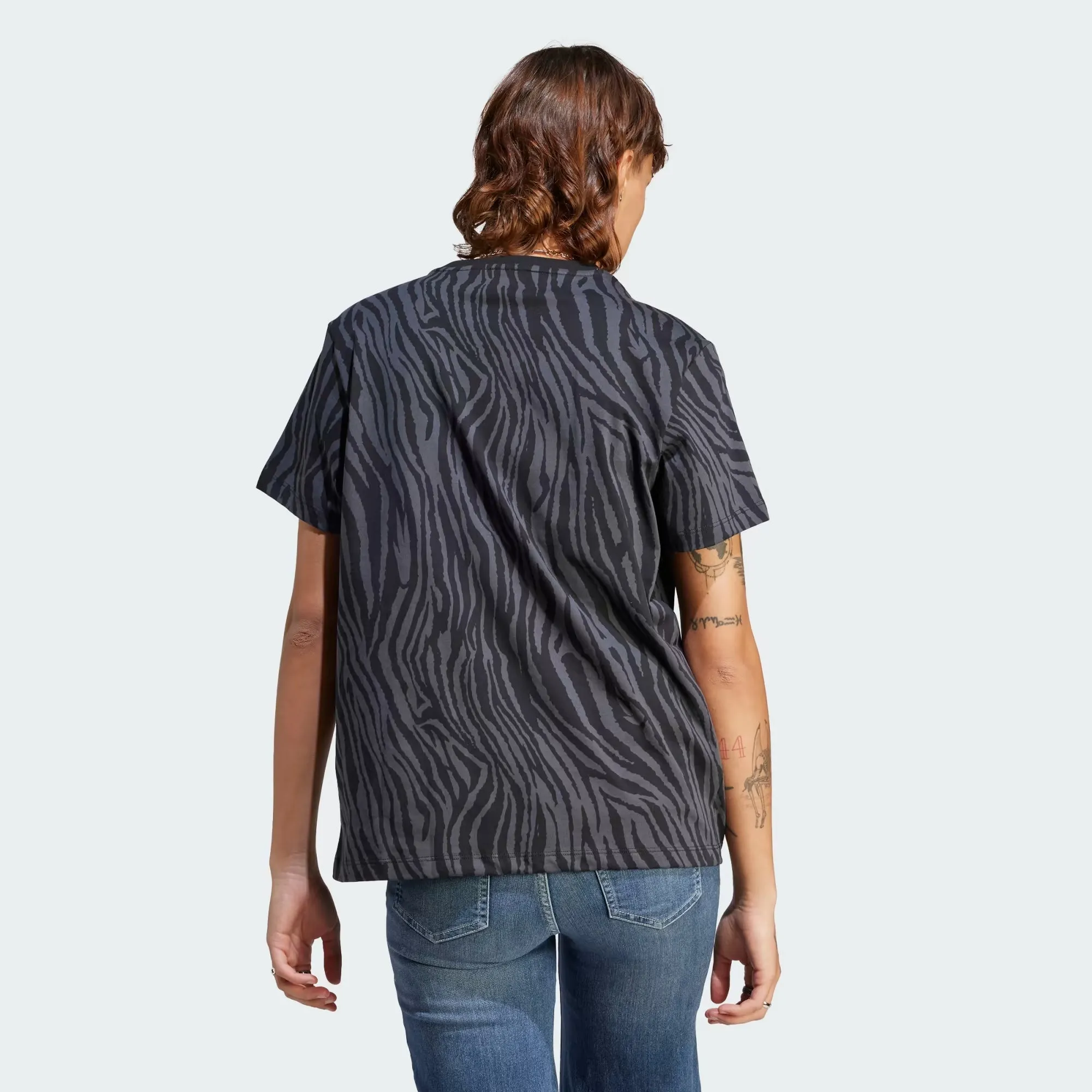Adidas Allover Zebra Animal Print Essentials Tee - Women