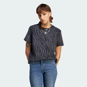 Adidas Allover Zebra Animal Print Essentials Tee - Women