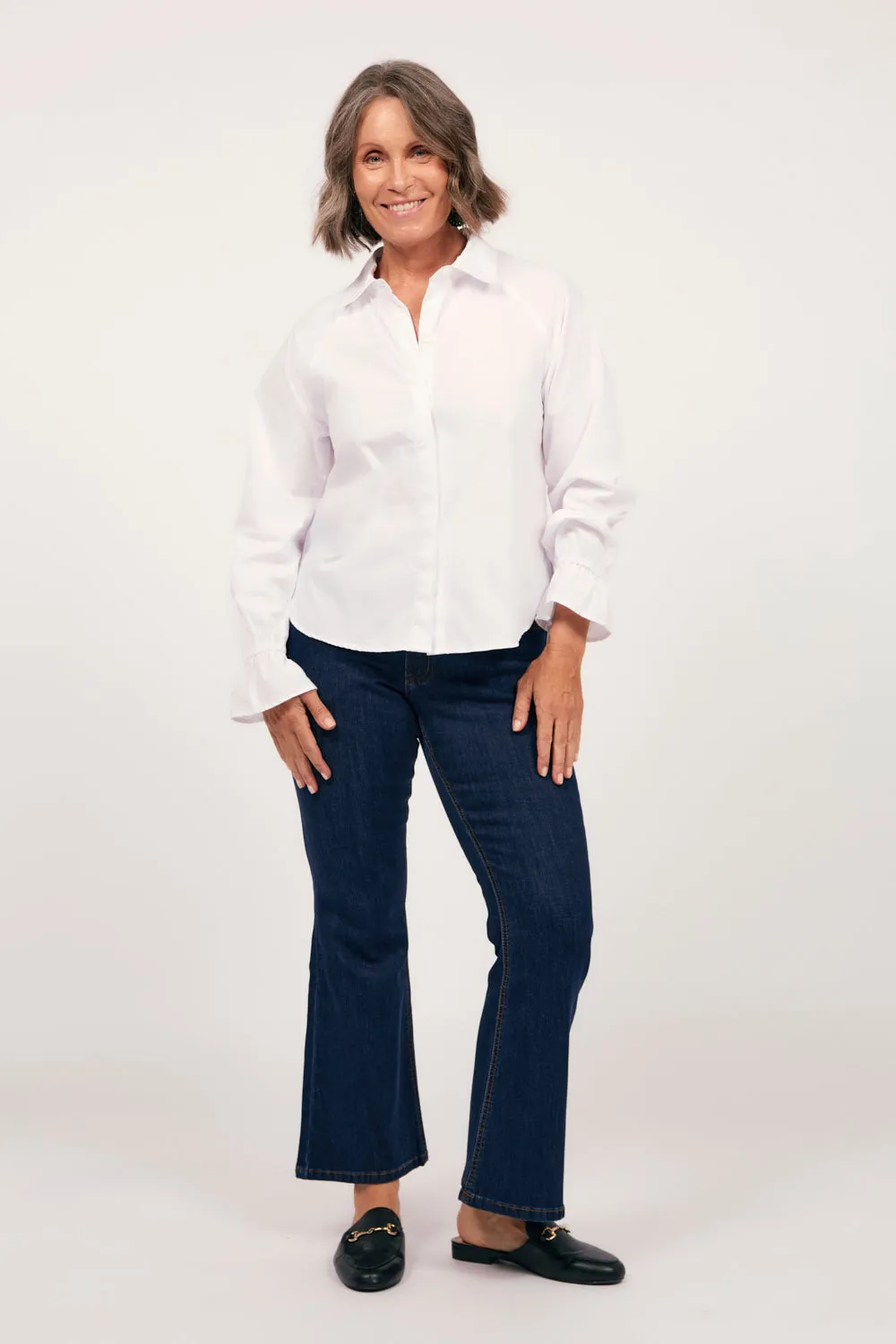 Adrift Denim Petite Flared Jeans in Dark Wash Adrift