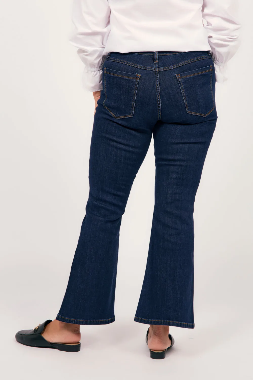 Adrift Denim Petite Flared Jeans in Dark Wash Adrift