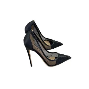 Black Pointed Mesh High Heels Anna Kay Co