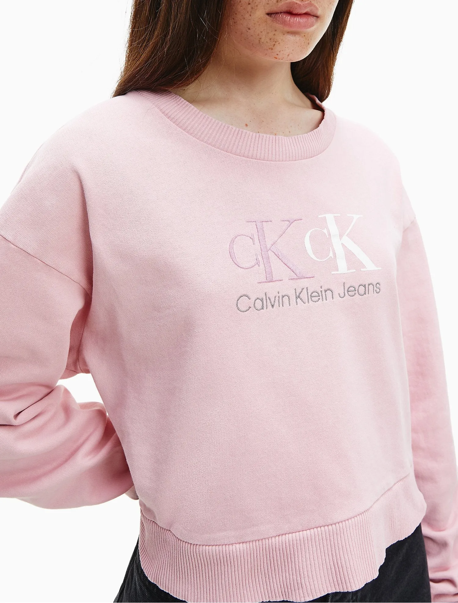 Calvin Klein 90'S Recycled Double Monogram Cropped Sweatshirt - Women