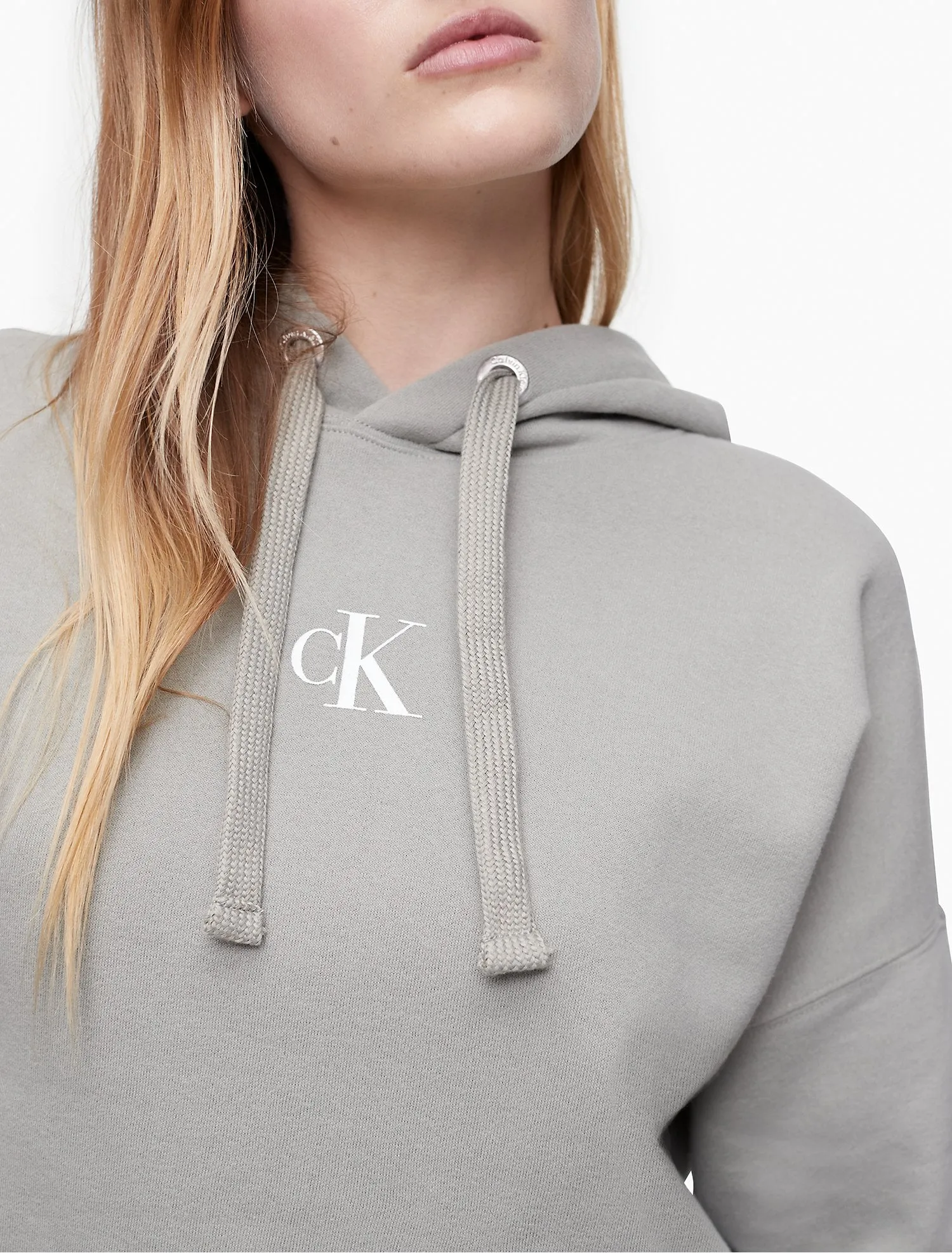 Calvin Klein Mini Monogram Logo Cropped Hoodie - Women