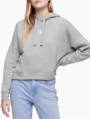 Calvin Klein Mini Monogram Logo Cropped Hoodie - Women