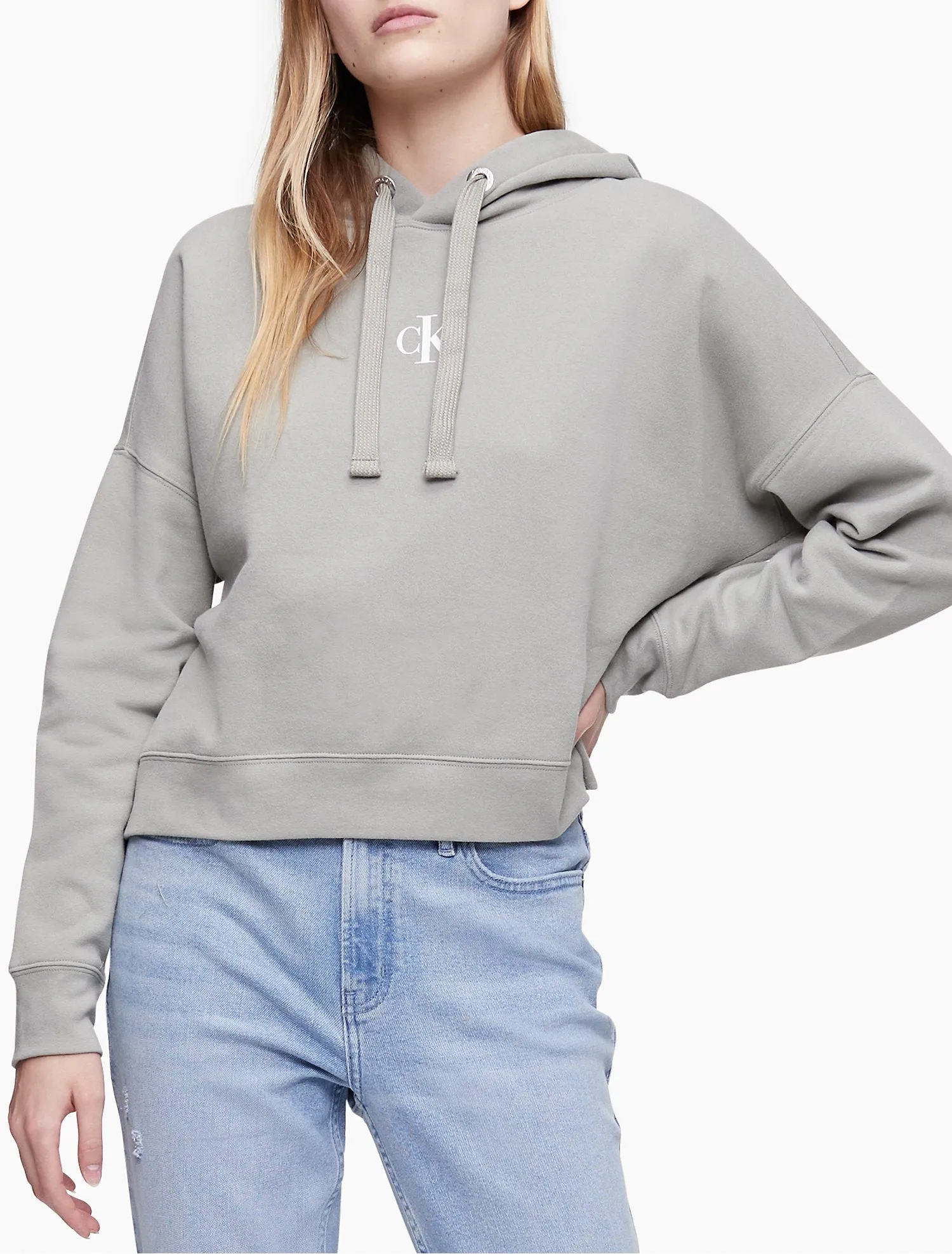 Calvin Klein Mini Monogram Logo Cropped Hoodie - Women