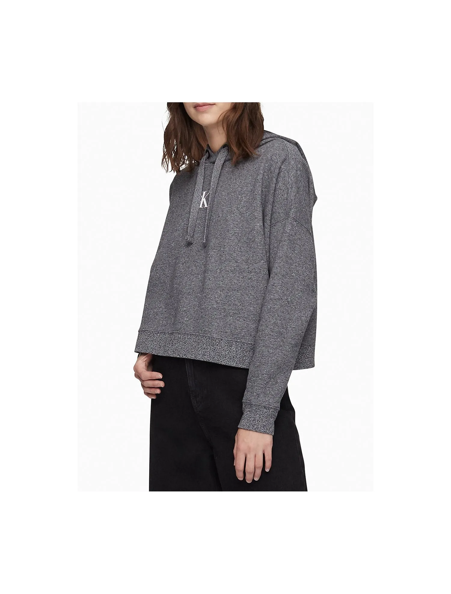 Calvin Klein Mini Monogram Logo Cropped Hoodie - Women