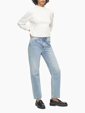 Calvin Klein Mock Neck Blouson Sleeve Sweater - Women