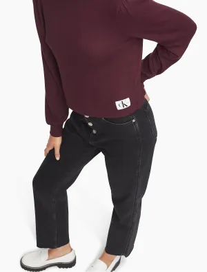 Calvin Klein Mock Neck Blouson Sleeve Sweater - Women