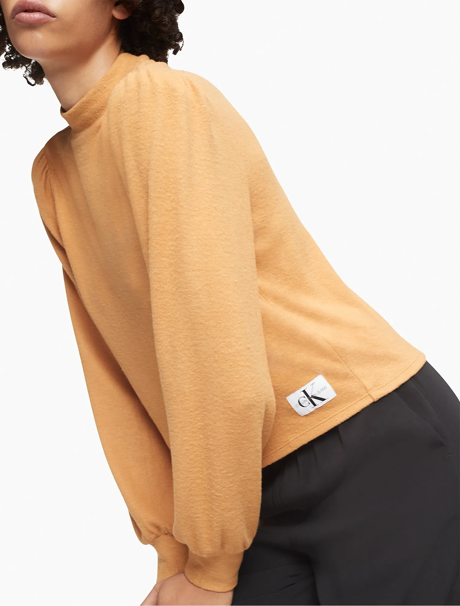 Calvin Klein Mock Neck Blouson Sleeve Sweater - Women