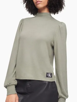 Calvin Klein Mock Neck Blouson Sleeve Sweater - Women