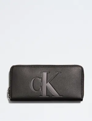 Calvin Klein Sculpted Monogram Large Zip Wallet - Women