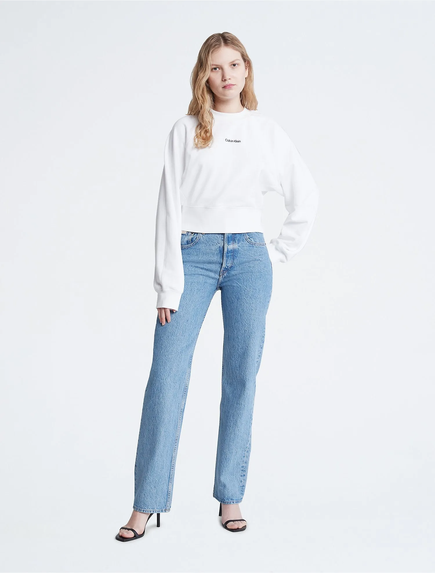 Calvin Klein Standard Logo Cinched Crewneck Sweatshirt - Women