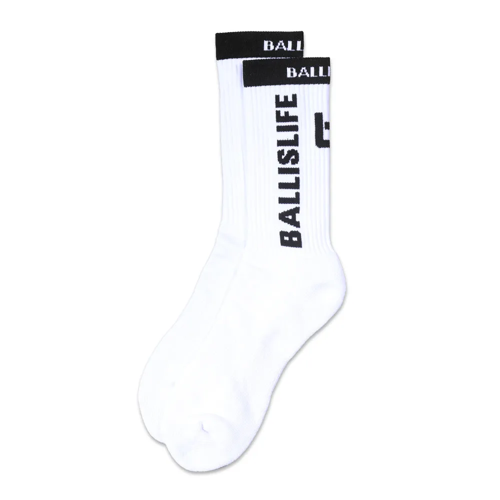 Elite Socks in White/Black Ballislife
