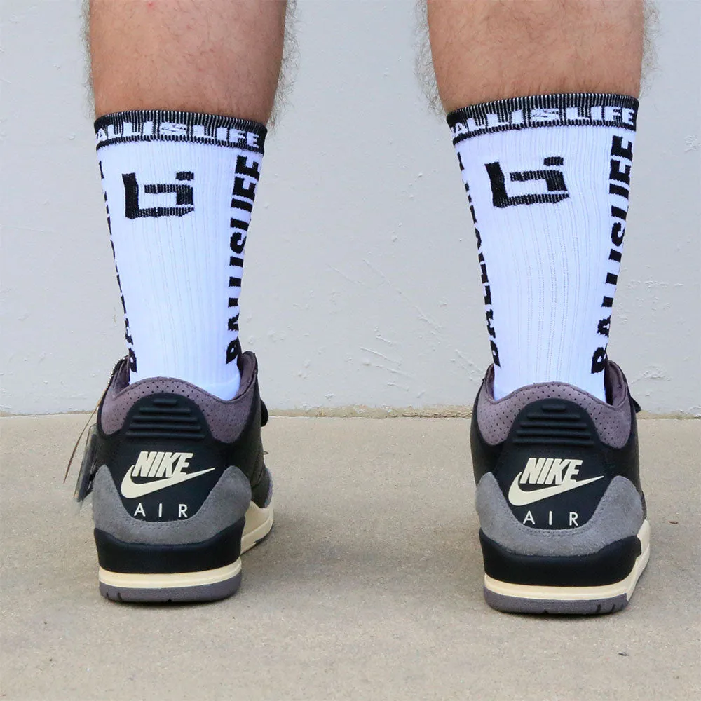 Elite Socks in White/Black Ballislife