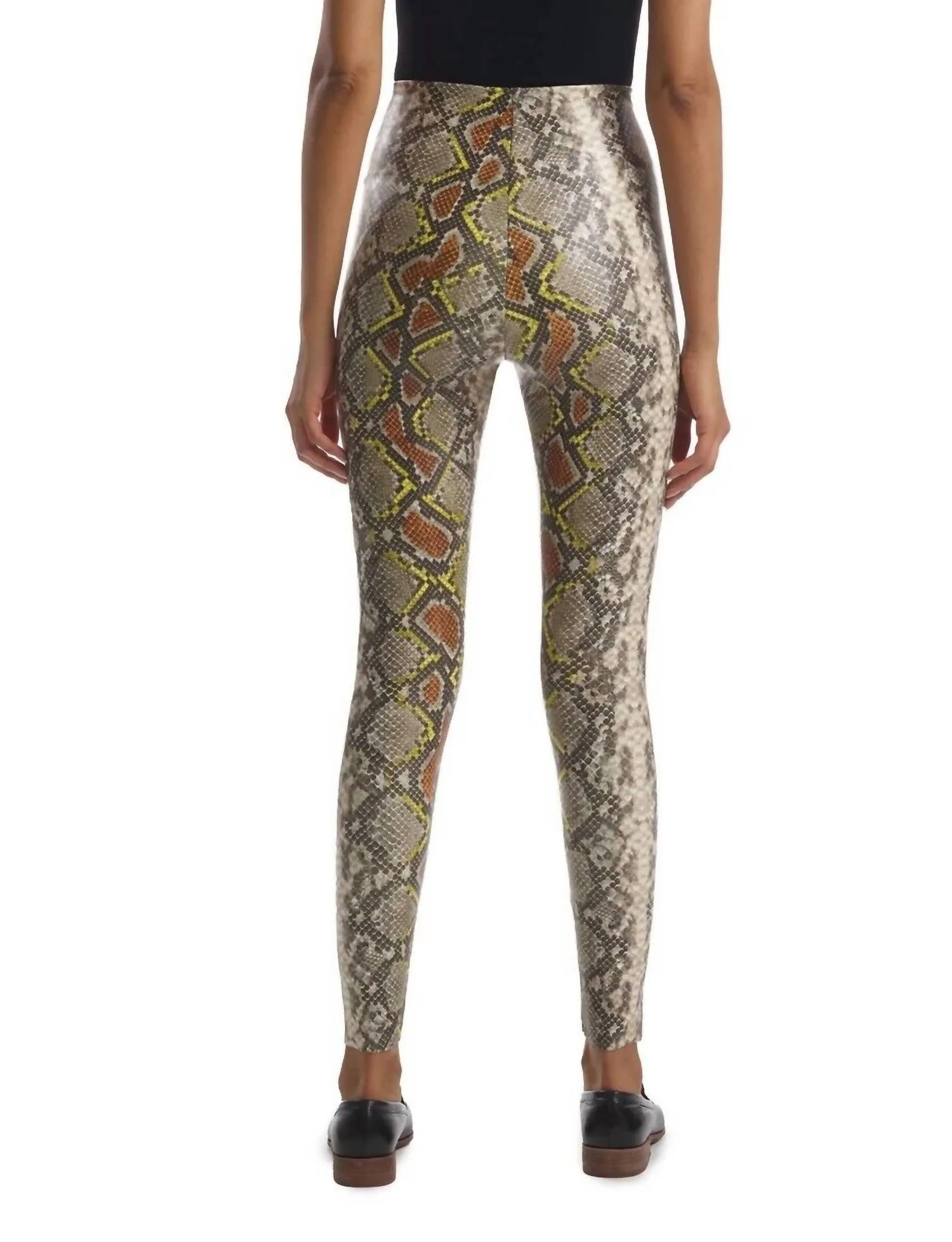 Faux Leather Animal Print Legging In Neon Snake