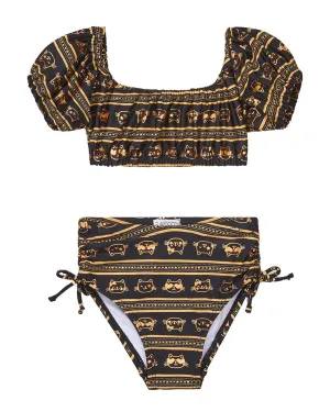 Flapdoodles girls  Peasant Crop Top 2pc Swimsuit, 2T