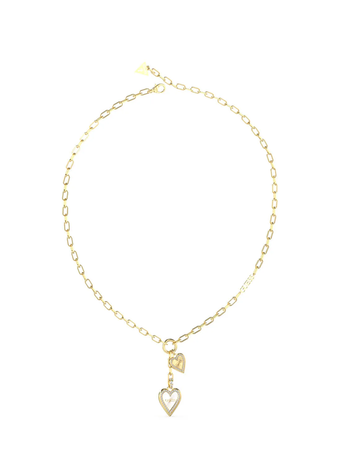 Gold Love Me Tender White Heart Necklace Guess