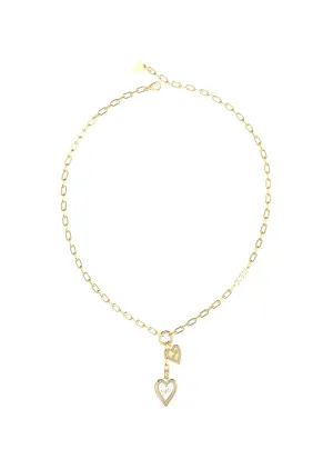 Gold Love Me Tender White Heart Necklace Guess