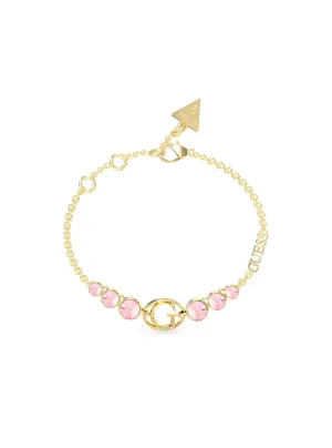 Gold Rivoli Pink Logo Bracelet Guess