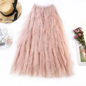 High Waist Ruffles Tulle Skirt Anna Kay Co