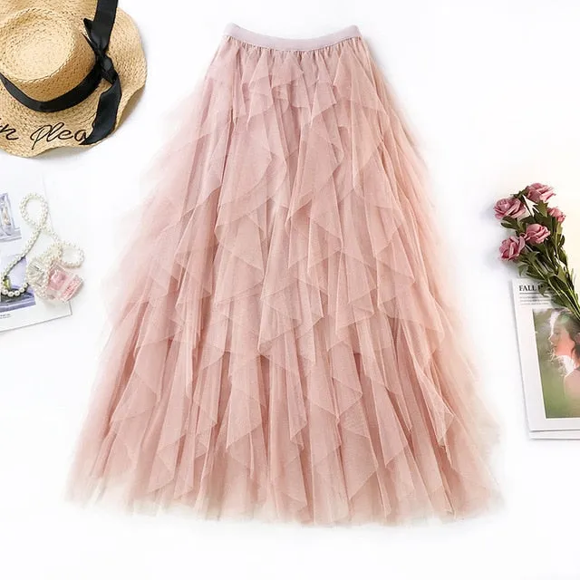 High Waist Ruffles Tulle Skirt Anna Kay Co