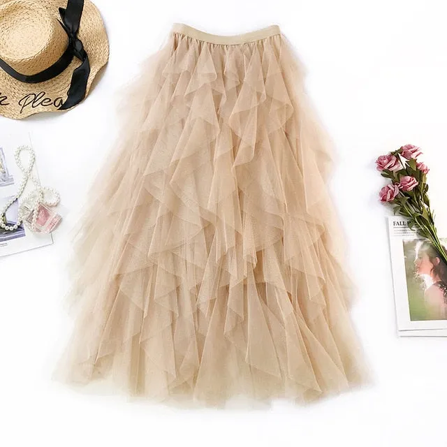High Waist Ruffles Tulle Skirt Anna Kay Co