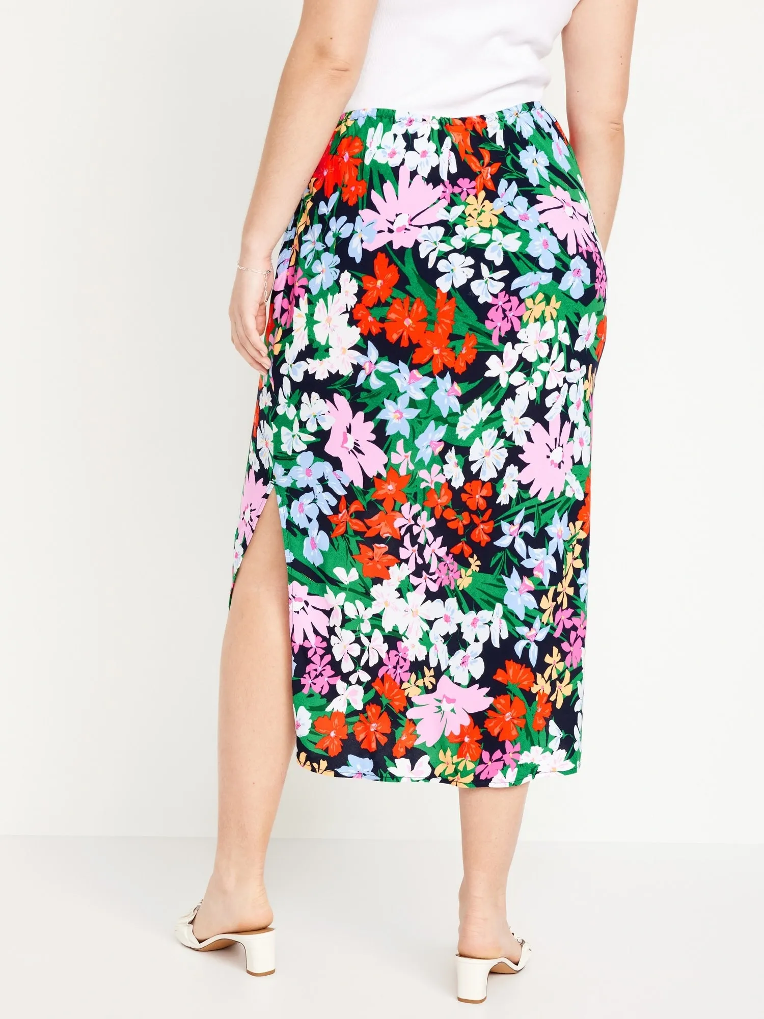 High-Waisted Midi Slip Skirt for Women