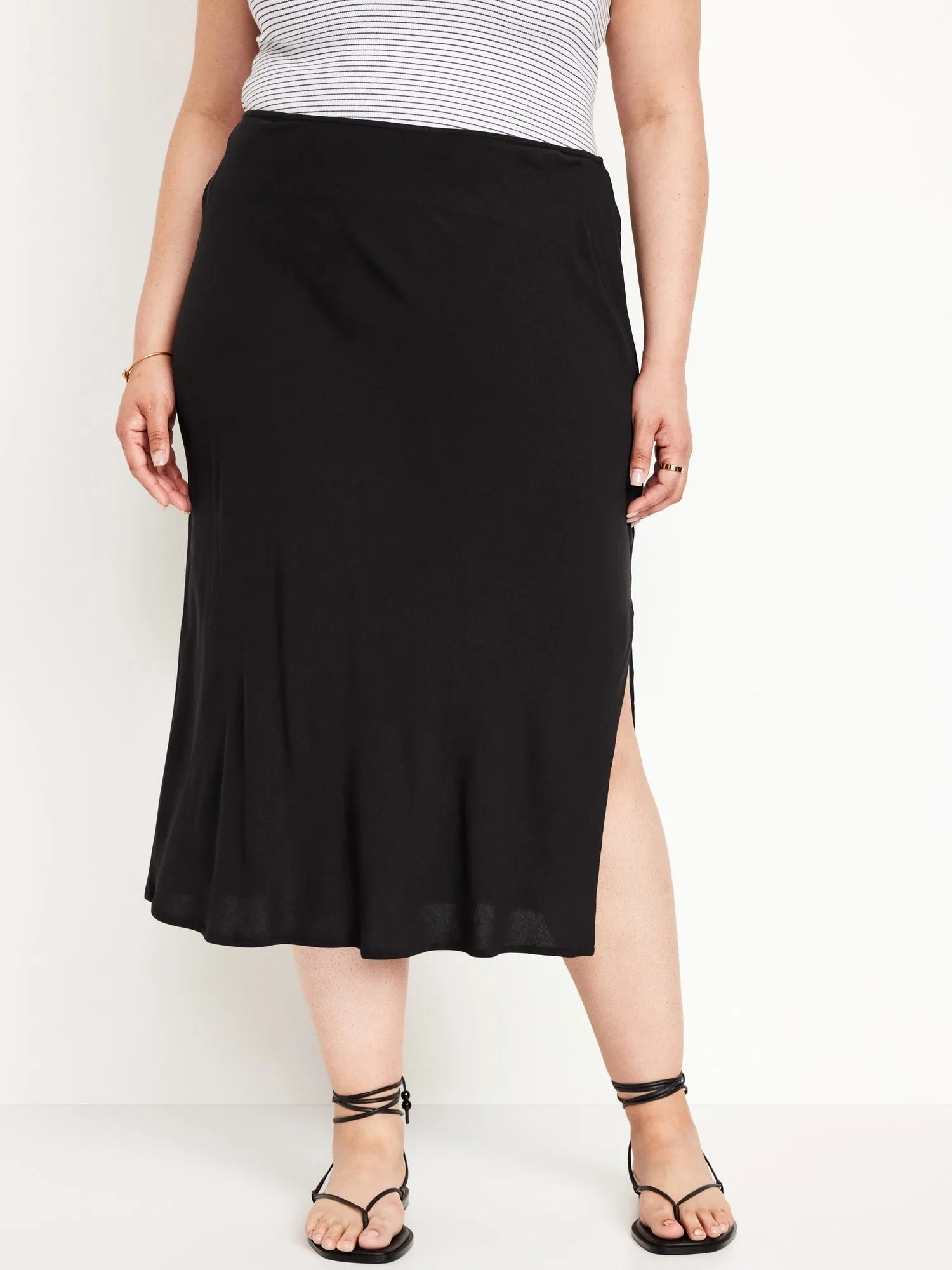 High-Waisted Midi Slip Skirt for Women
