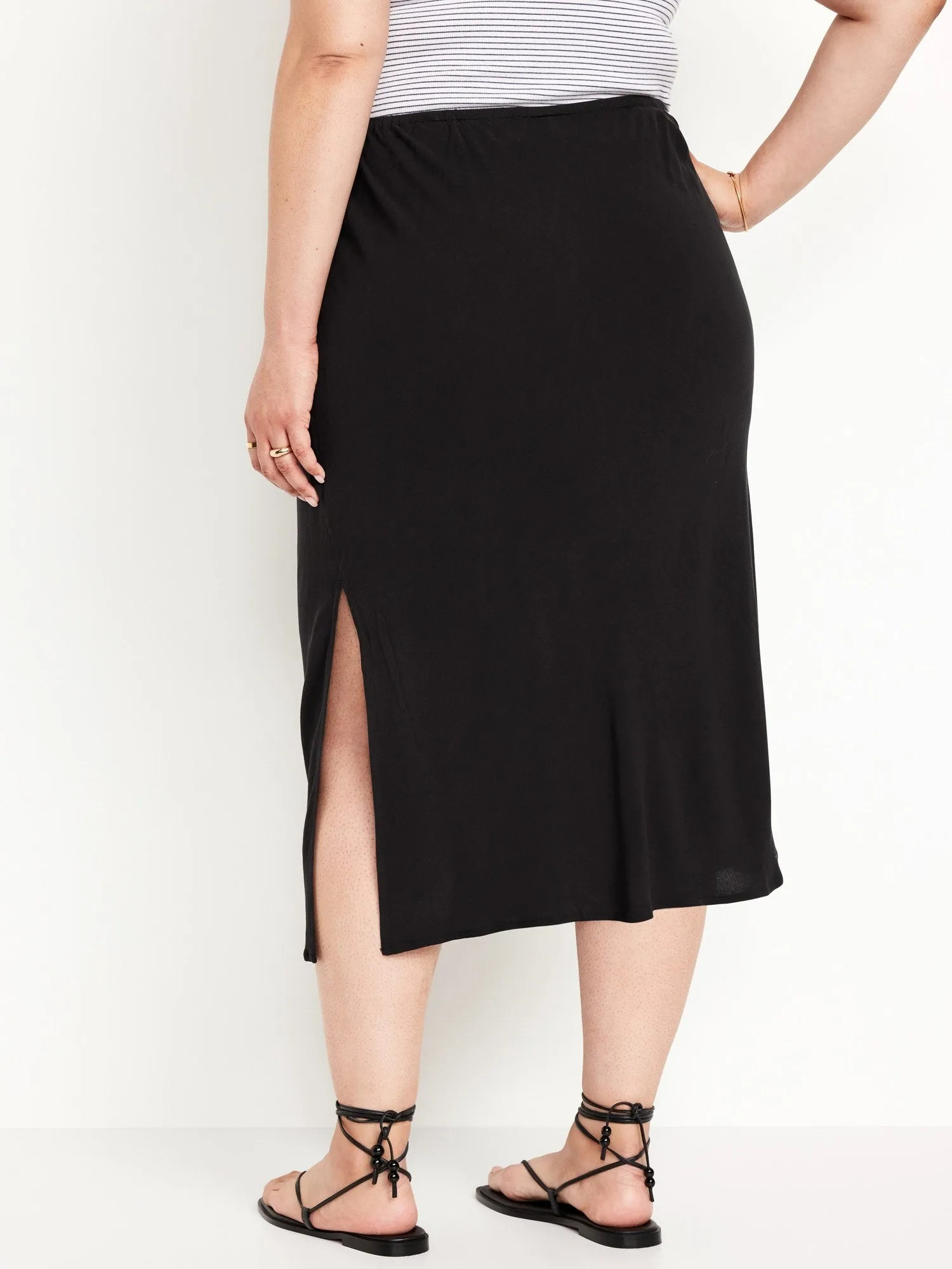 High-Waisted Midi Slip Skirt for Women