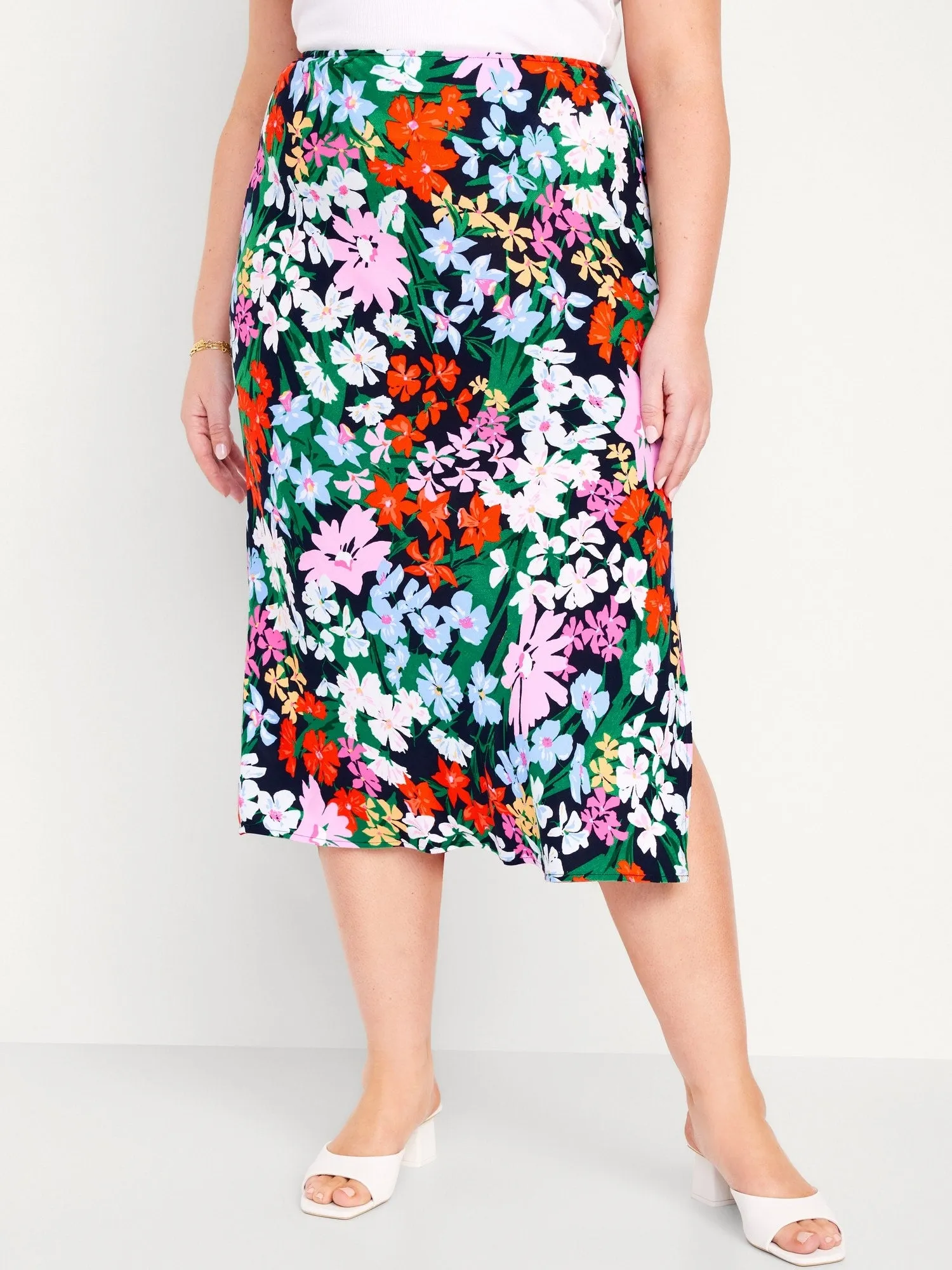 High-Waisted Midi Slip Skirt for Women