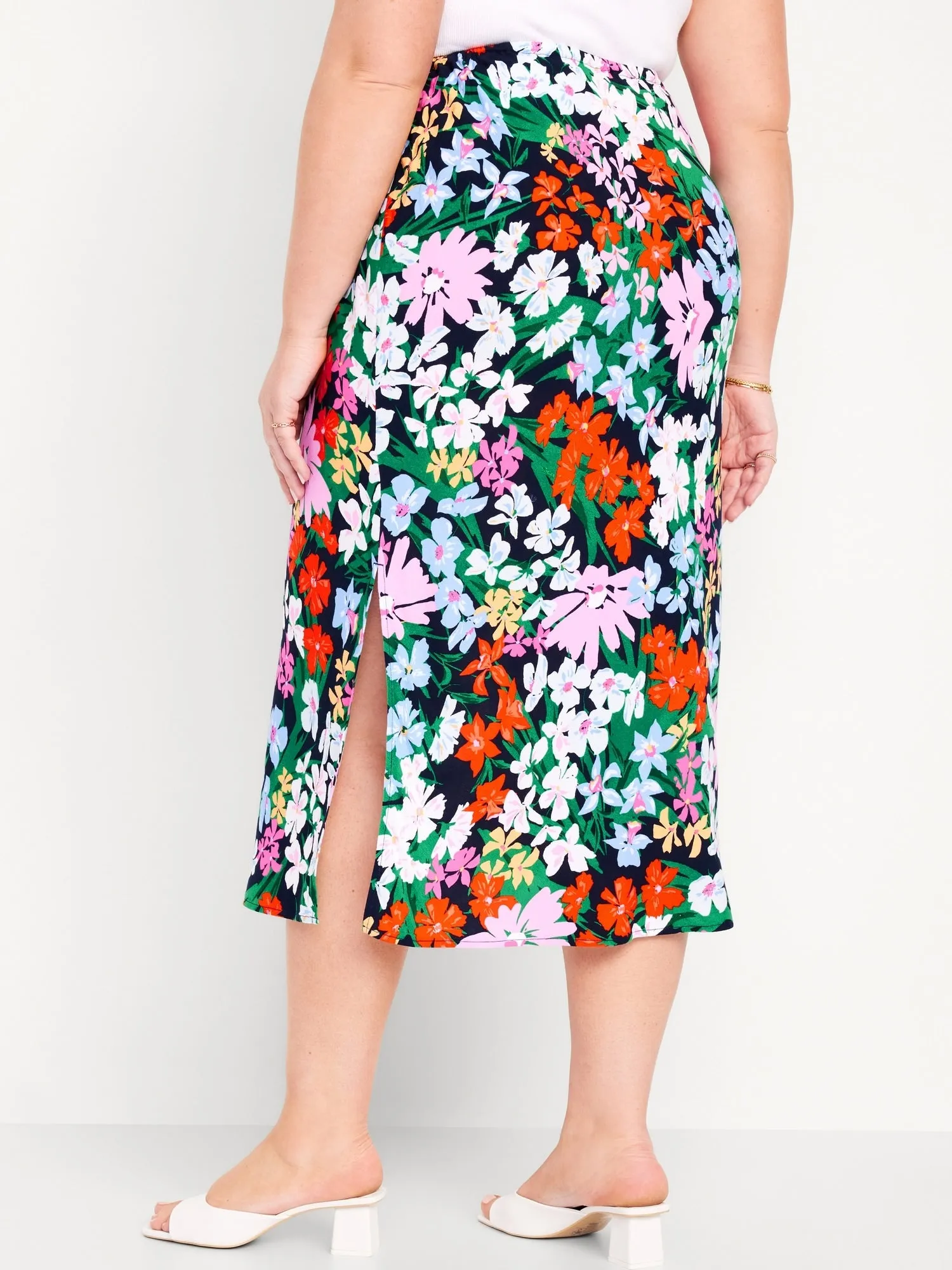 High-Waisted Midi Slip Skirt for Women