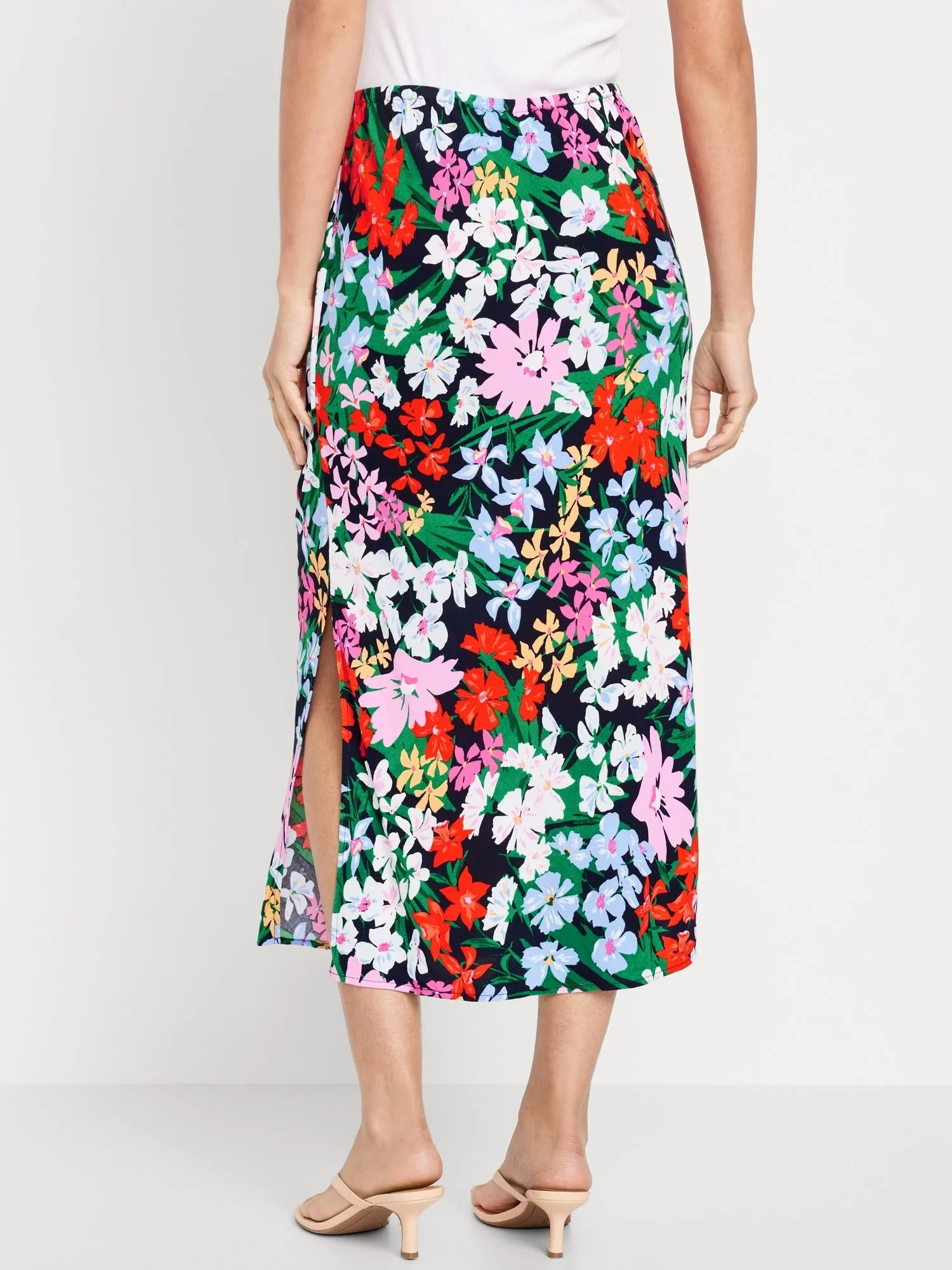 High-Waisted Midi Slip Skirt for Women