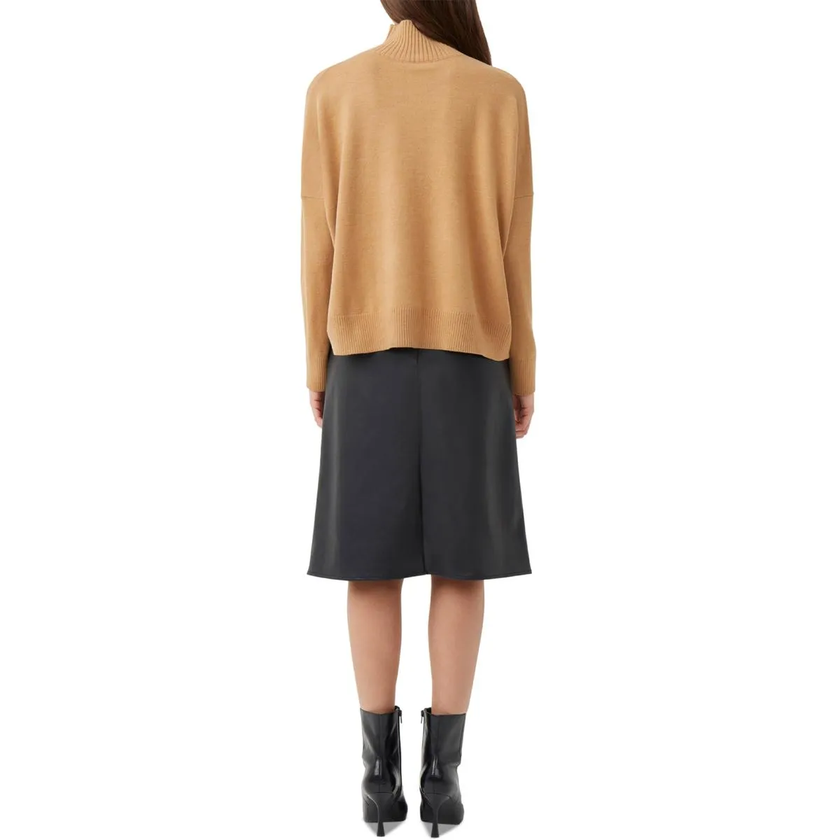 Jeanie Womens Heathered Ribbed Trim Mock Turtleneck Sweater