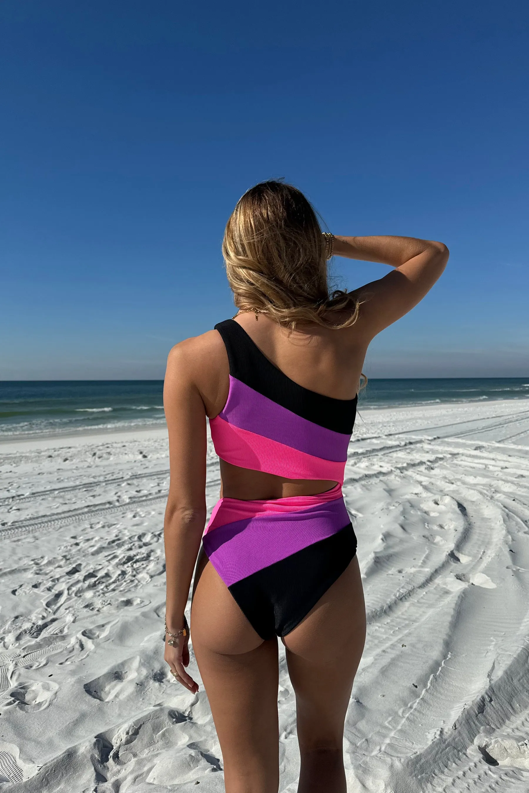 Joyce One Piece Vivid Violet Colorblock Beach Riot
