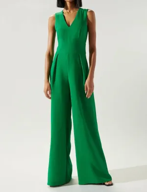 Klara Wide Leg Jumpsuit In Hunter Green