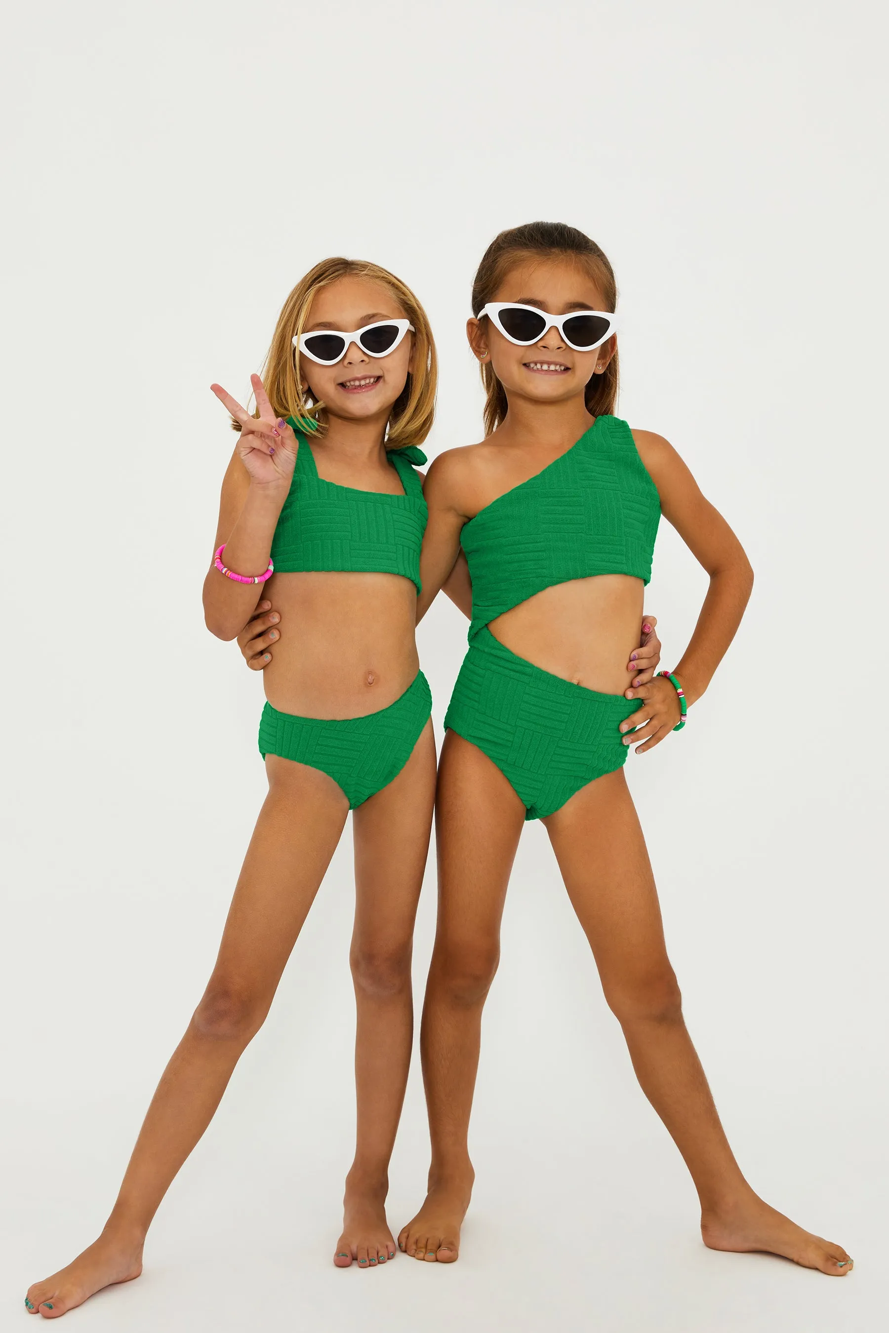 Little Stella Two Piece Jelly Bean Green Terry Beach Riot