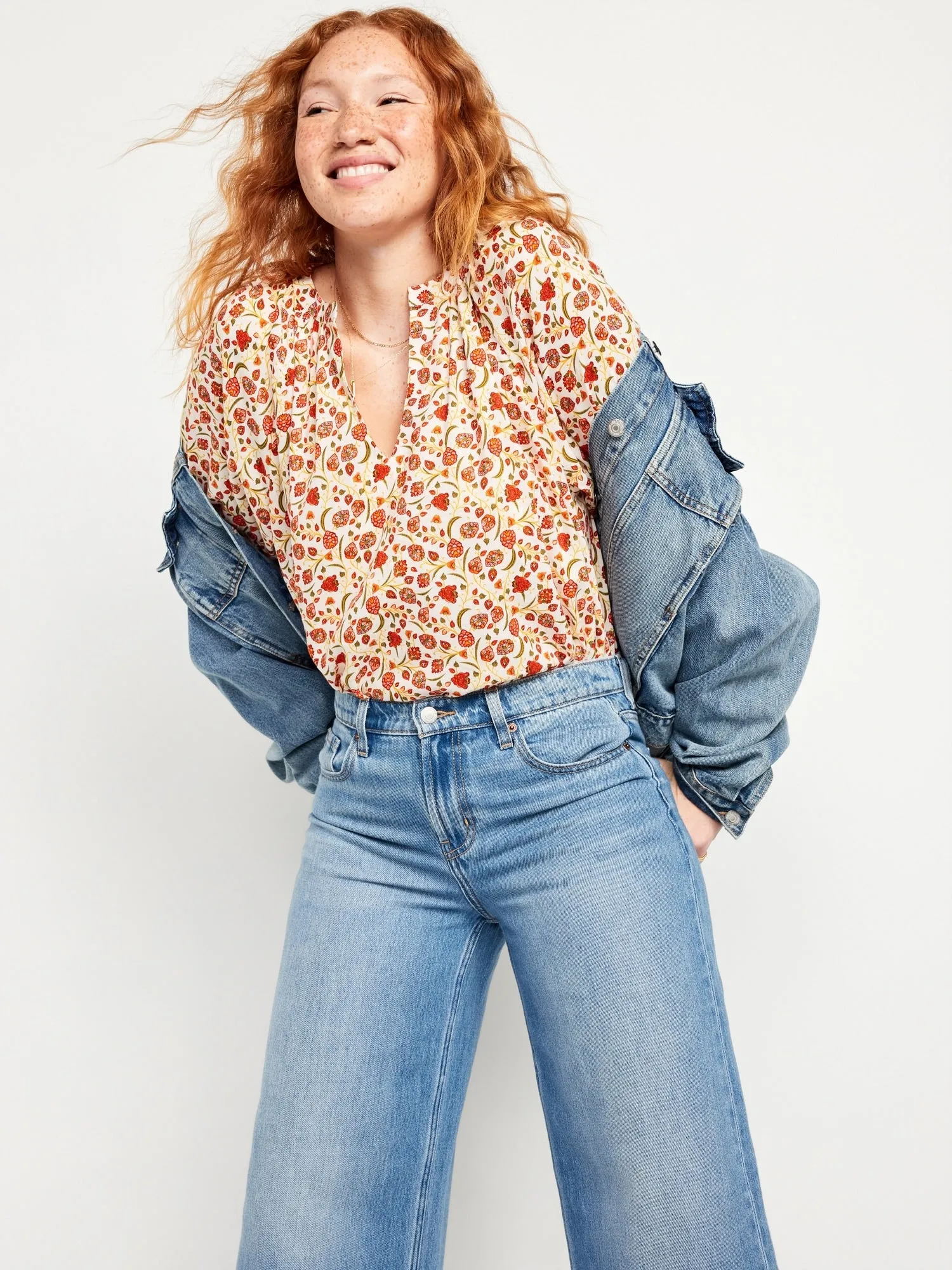 Long-Sleeve Floral Top for Women