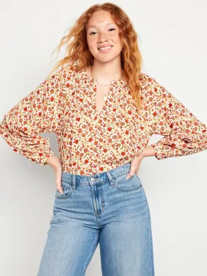 Long-Sleeve Floral Top for Women