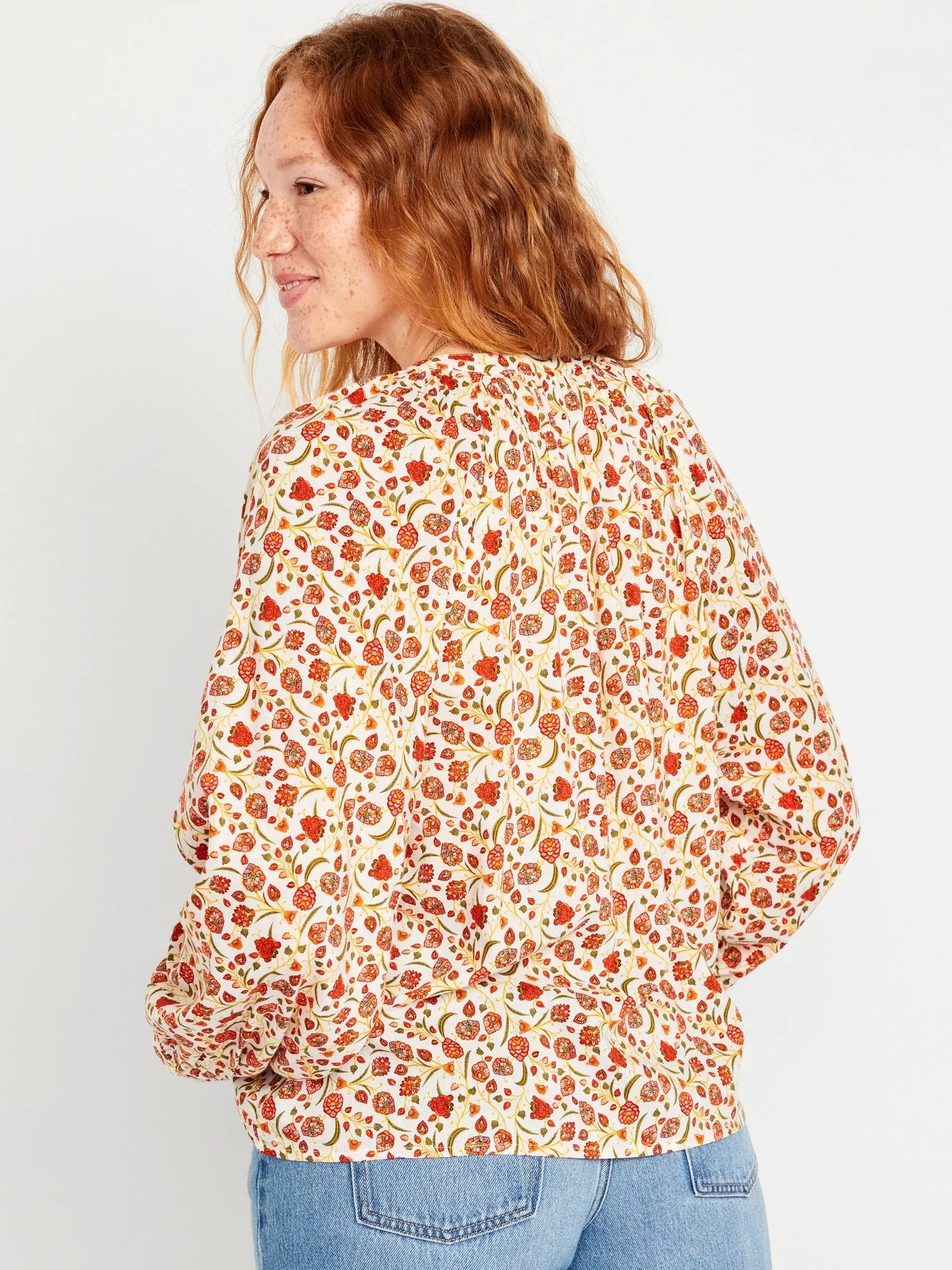 Long-Sleeve Floral Top for Women