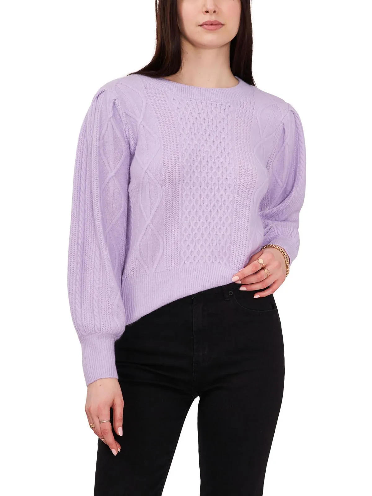Midnight Garden Womens Cable Knit Crewneck Pullover Sweater