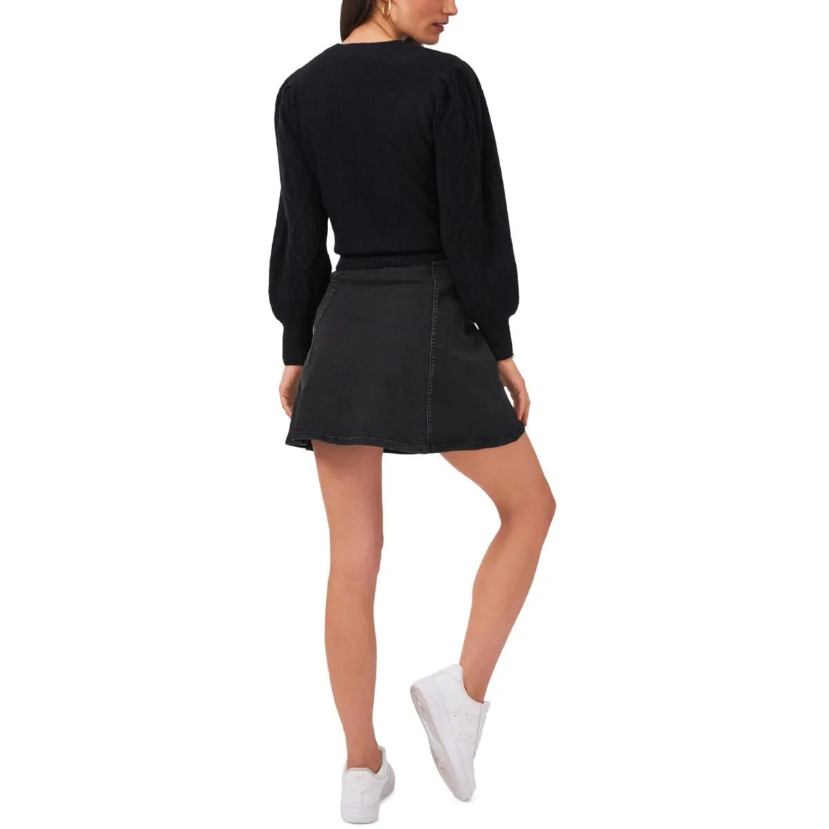 Midnight Garden Womens Cable Knit Crewneck Pullover Sweater