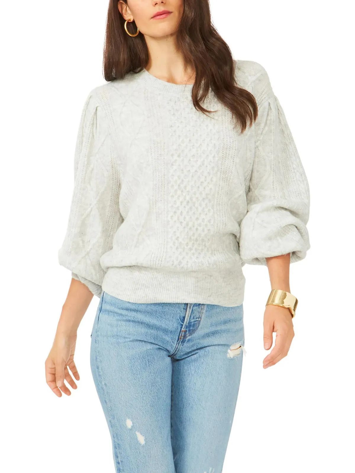 Midnight Garden Womens Cable Knit Crewneck Pullover Sweater