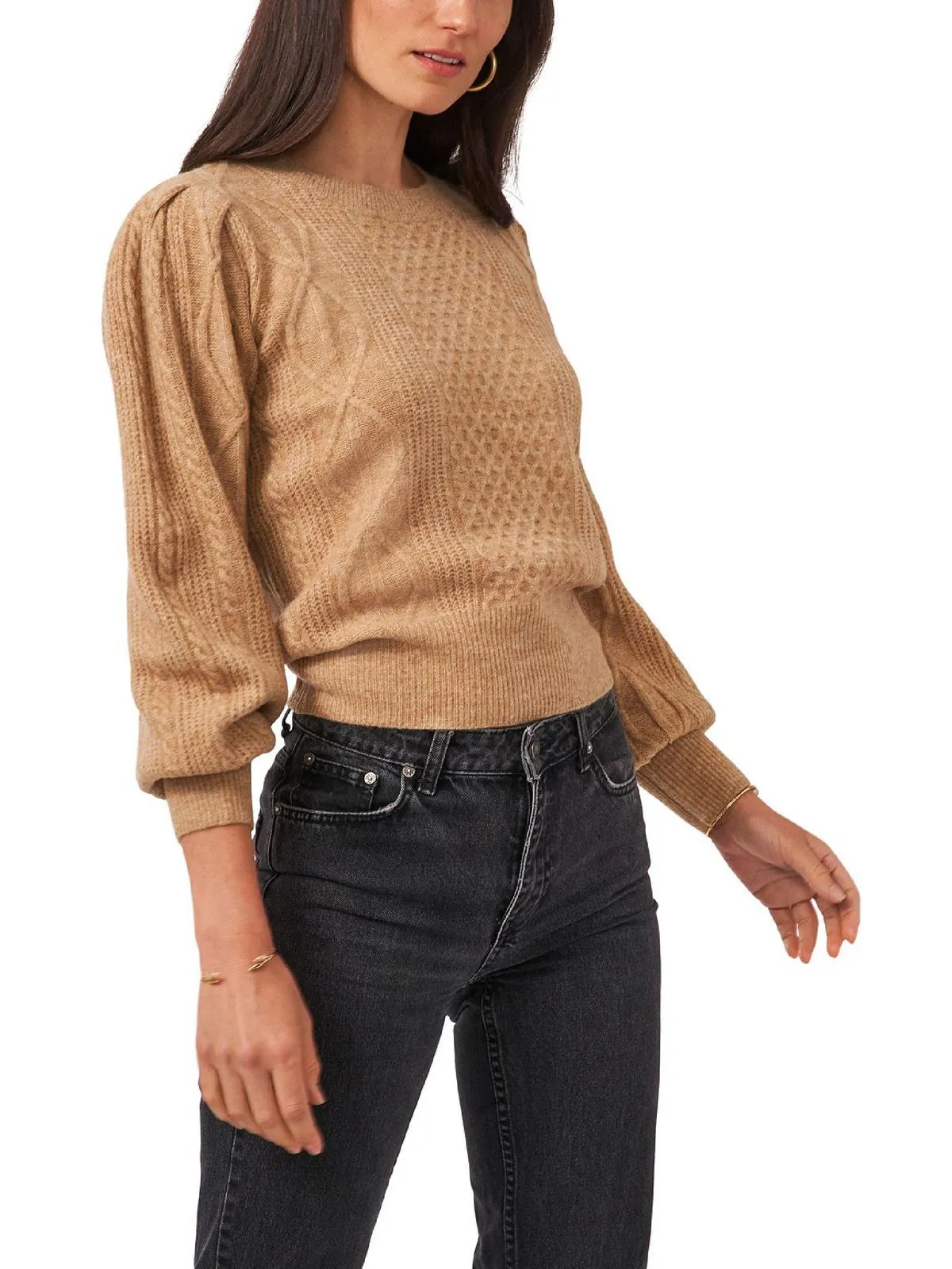 Midnight Garden Womens Cable Knit Crewneck Pullover Sweater