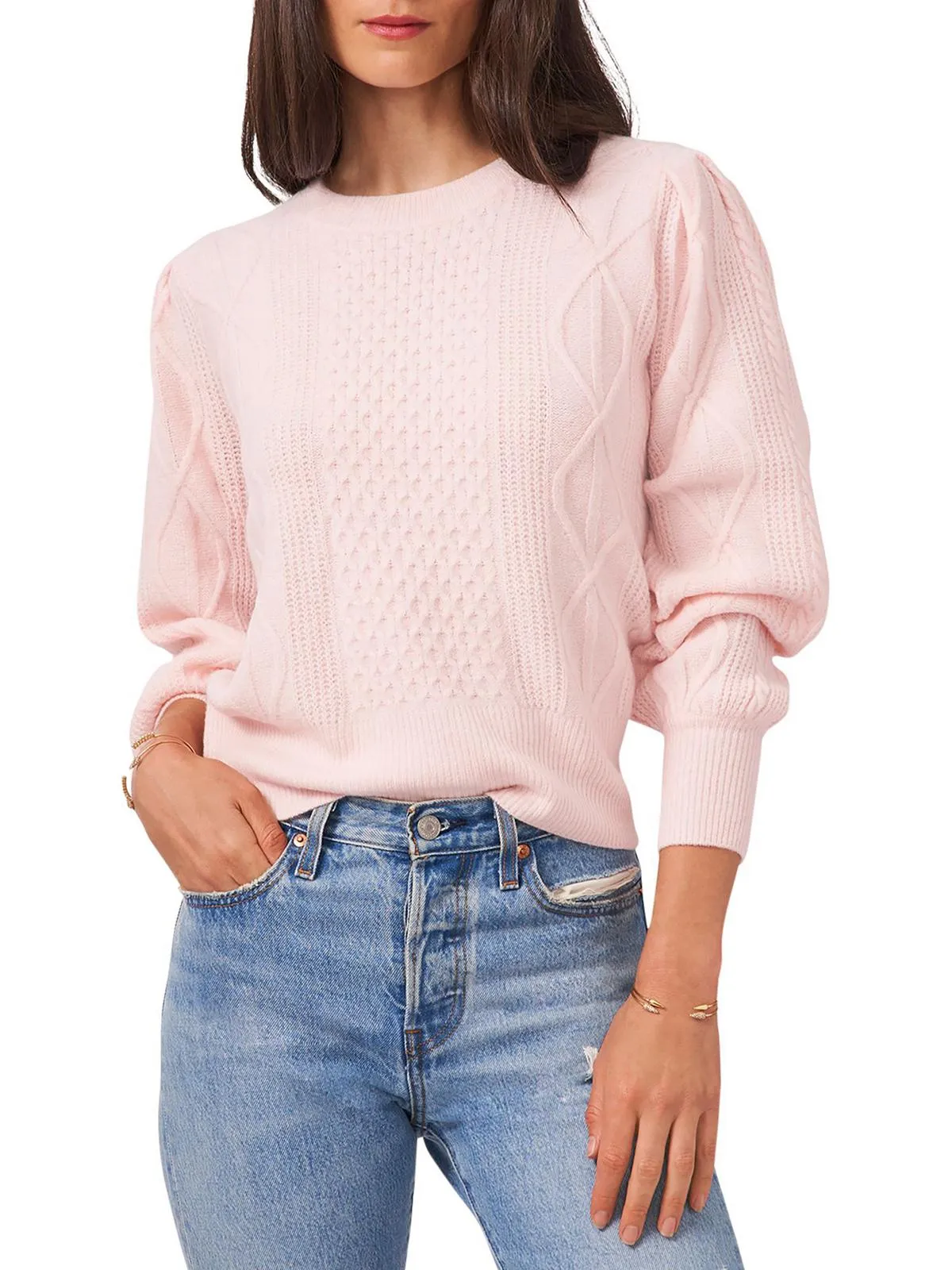 Midnight Garden Womens Cable Knit Crewneck Pullover Sweater