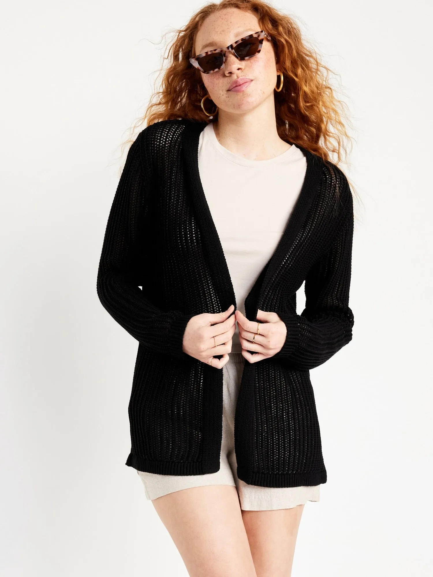 Open-Front Longline Sweater for Women