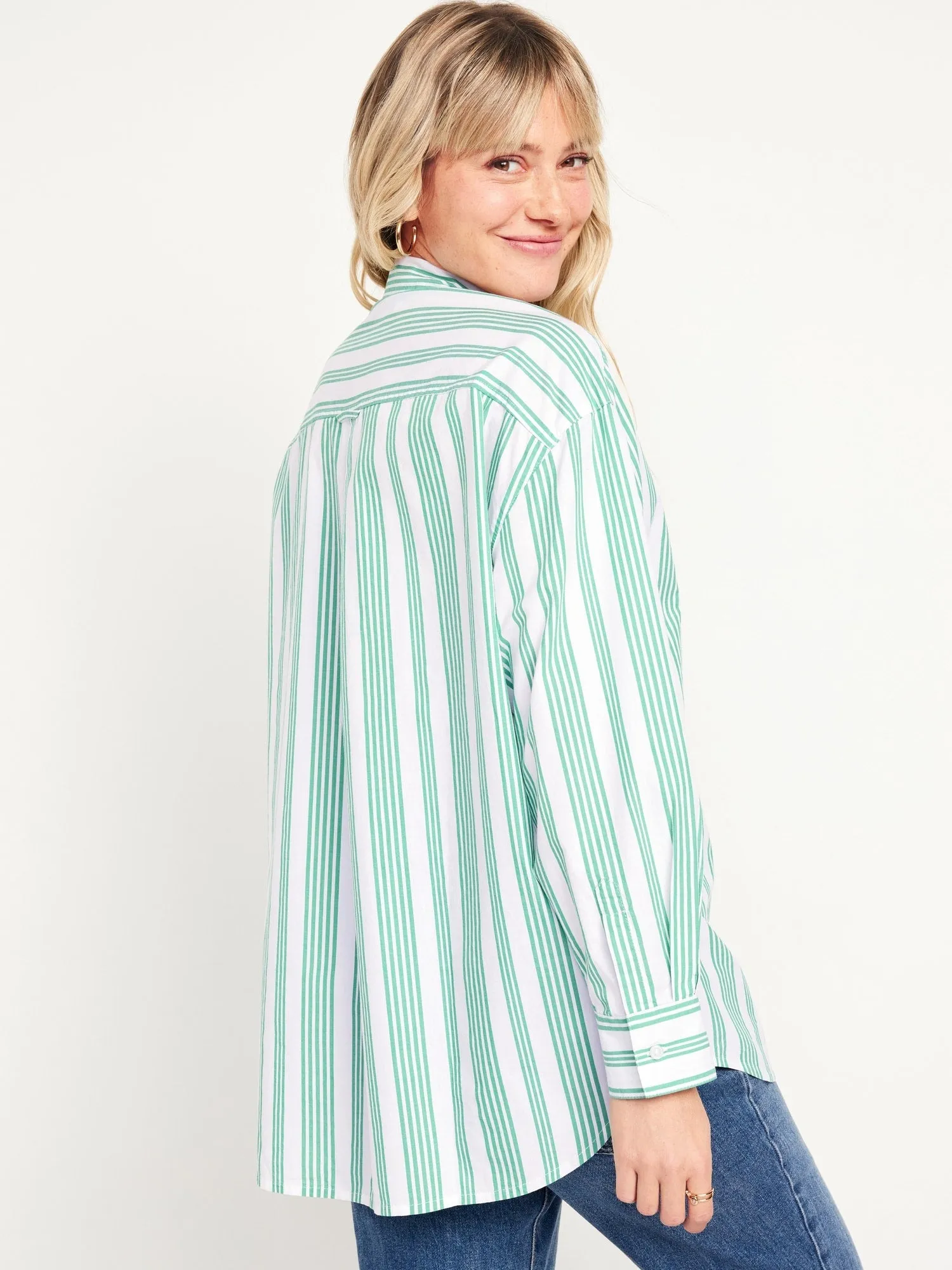 Oversized Button-Down Boyfriend Shirt for Women
