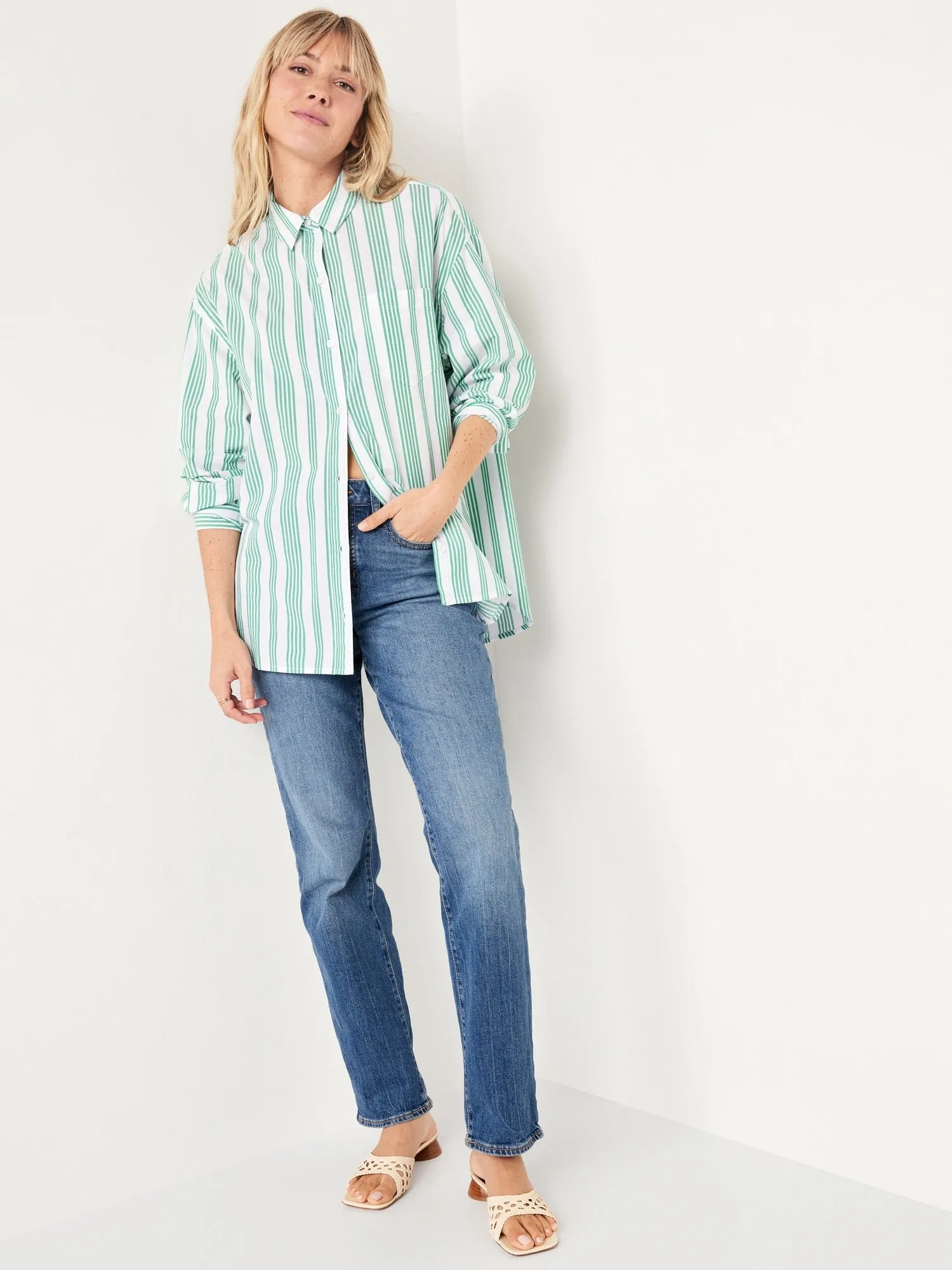 Oversized Button-Down Boyfriend Shirt for Women