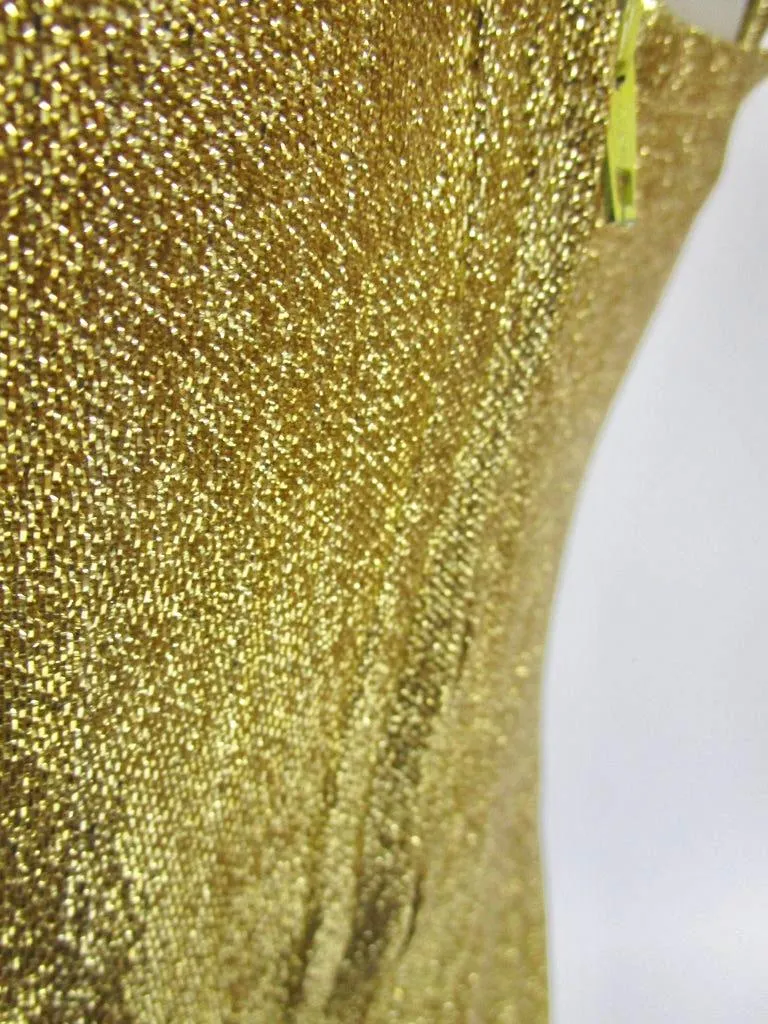 Rare 1950’s Nettie Rosenstein Gold Lame Knit Bombshell Bathing/Play Suit