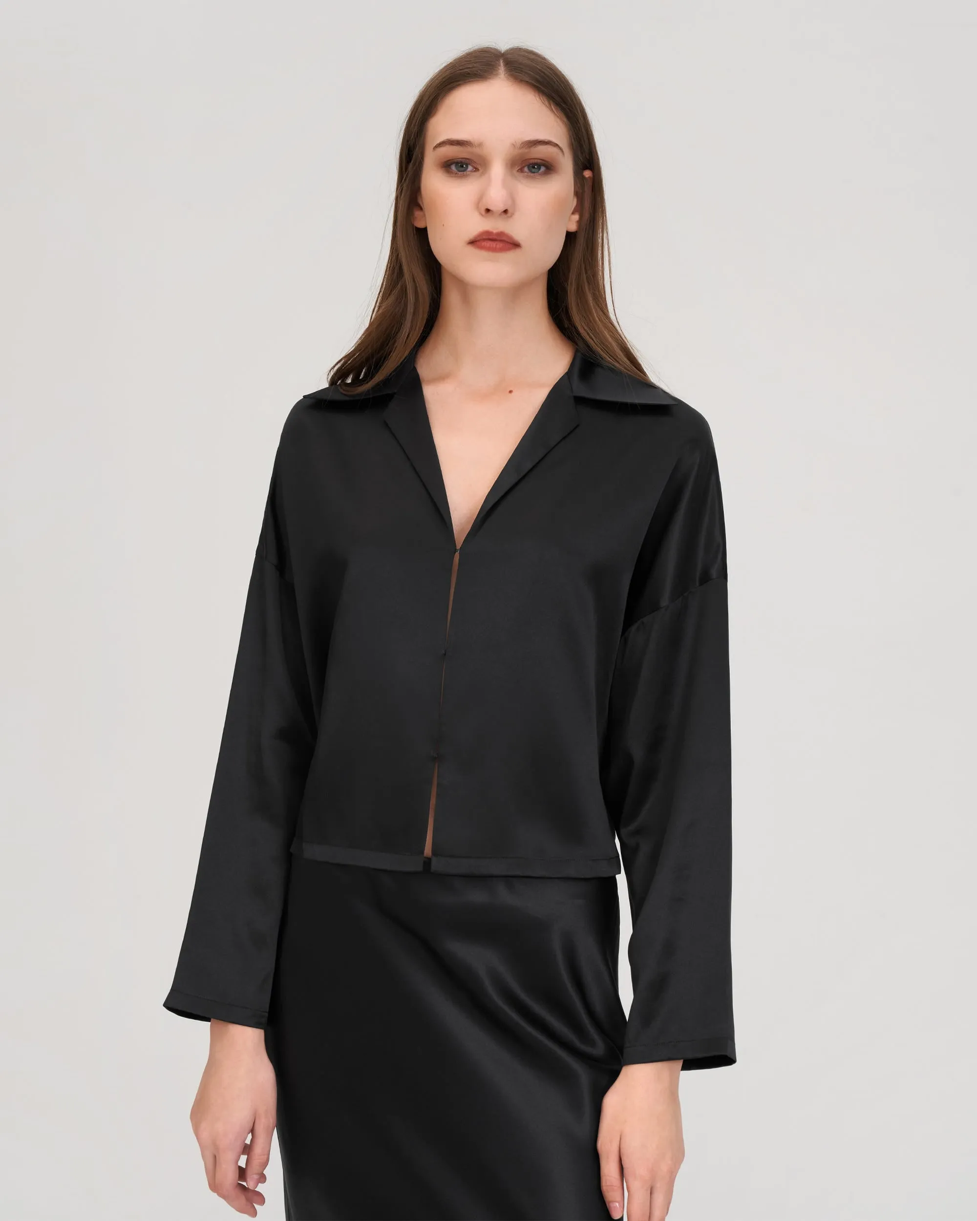 Retro Batwing Silk Osmanthus Shirt for Women